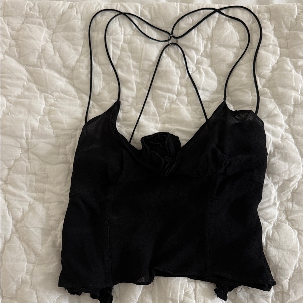 Reformation Black Strappy Cami Top